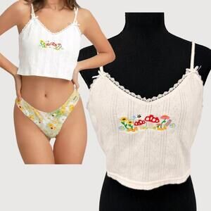 Blackbough Swim Pointelle Tank  Shroomies Mushroom Top Size L Cottagecore